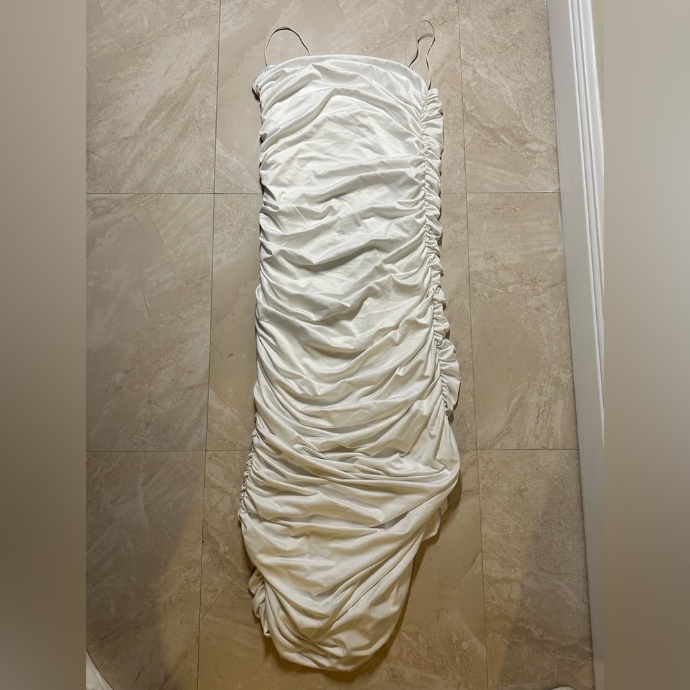 White SHEIN ruffle maxi dress